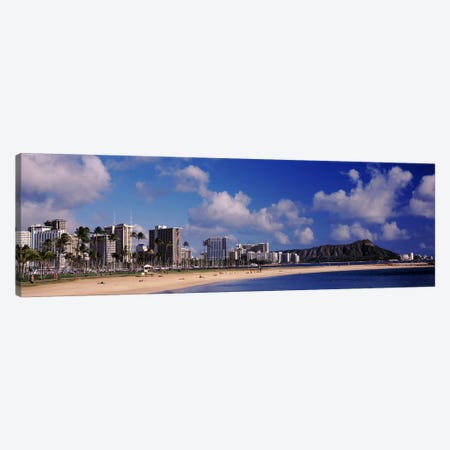 Waikiki Beach with mountain in the background, Diamond Head, Honolulu, Oahu, Hawaii, USA Canvas Print #PIM10866} by Panoramic Images Canvas Print
