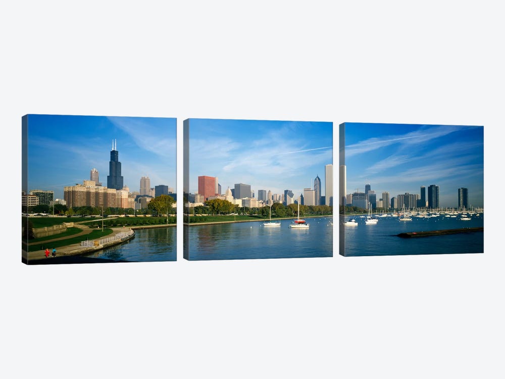 Skyscrapers in a cityChicago, Illinois, USA by Panoramic Images 3-piece Canvas Wall Art