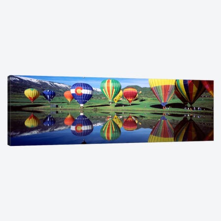 Reflection Of Hot Air Balloons On Water, Colorado, USA Canvas Print #PIM1087} by Panoramic Images Canvas Art