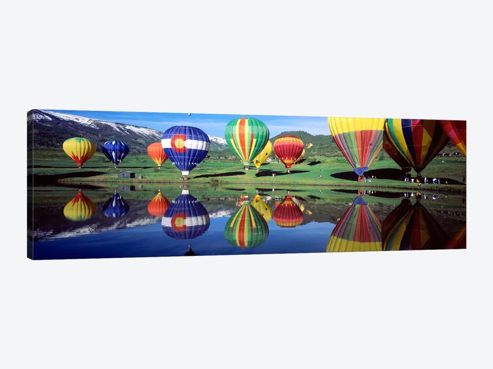 Reflection Of Hot Air Balloons On Water, Colorado, USA by Panoramic Images 1-piece Art Print