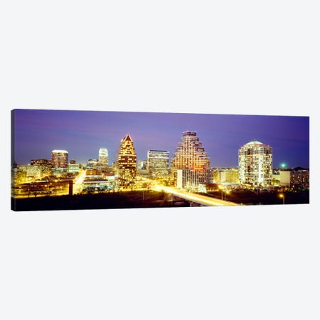 Buildings lit up at dusk, Austin, Texas, USA Canvas Print #PIM1088} by Panoramic Images Canvas Art Print