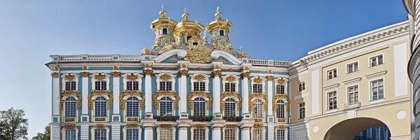 Facade of Catherine Palace, Tsarskoye Selo, St. Petersburg, Russia