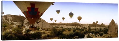 Hot air balloons over landscape at sunrise, Cappadocia, Central Anatolia Region, Turkey #3 Canvas Art Print - Hot Air Balloon Art