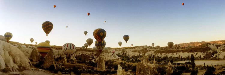 Hot air balloons over landscape at sunrise, Cappadocia, Central Anatolia Region, Turkey #4