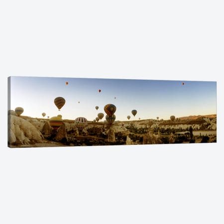 Hot air balloons over landscape at sunrise, Cappadocia, Central Anatolia Region, Turkey #4 Canvas Print #PIM10898} by Panoramic Images Canvas Print