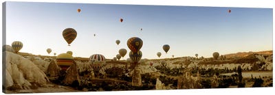 Hot air balloons over landscape at sunrise, Cappadocia, Central Anatolia Region, Turkey #4 Canvas Art Print