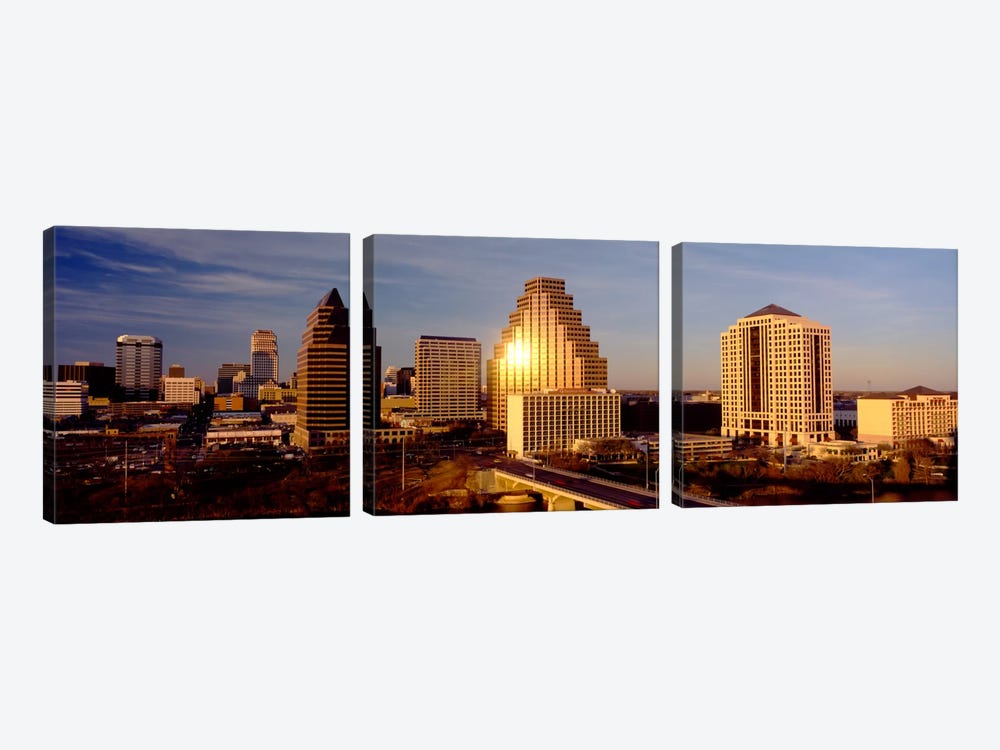 Skyscrapers in a city, Austin, Texas, USA by Panoramic Images 3-piece Canvas Art Print