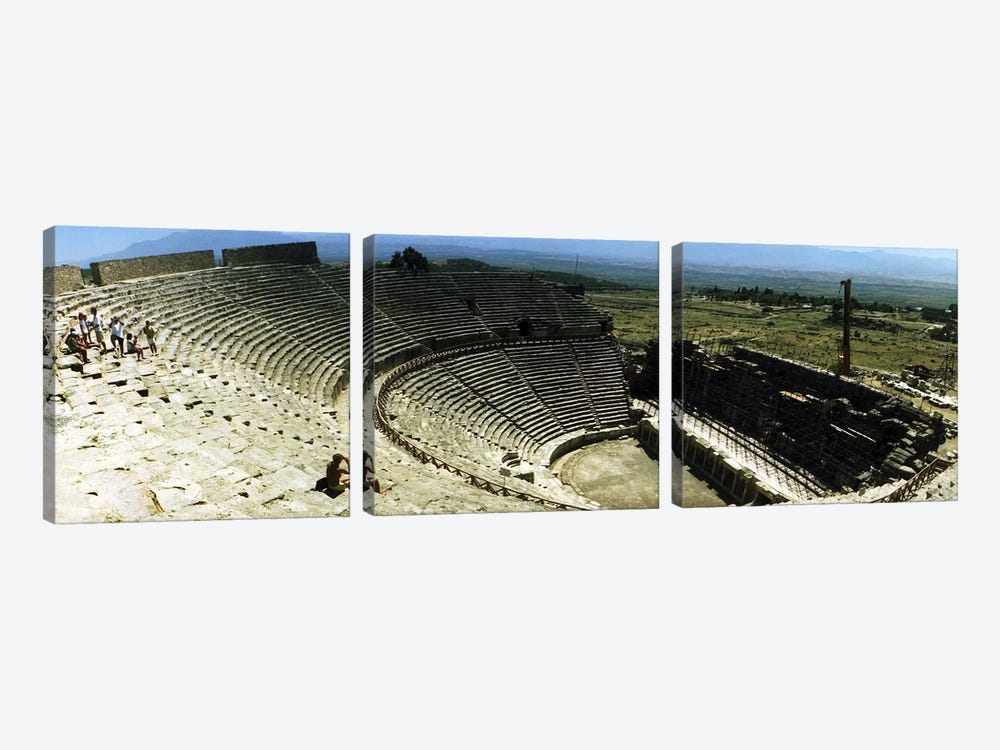 Ancient theatre in the ruins of Hierapolis, Pamukkale, Denizli Province, Turkey by Panoramic Images 3-piece Canvas Art Print