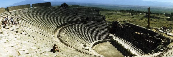 Ancient Ruins: Ancient theatre in the ruins of Hierapolis, Pamukkale, Denizli Province, Turkey by Panoramic Images
