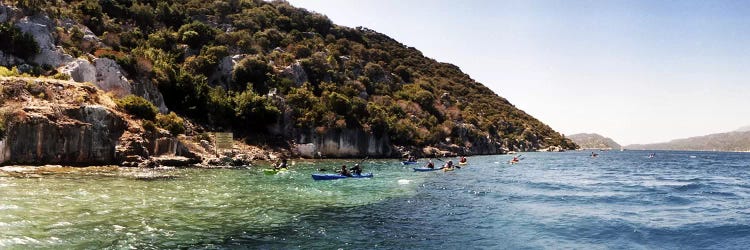 People kayaking in the Mediterranean sea, Sunken City, Kekova, Antalya Province, Turkey