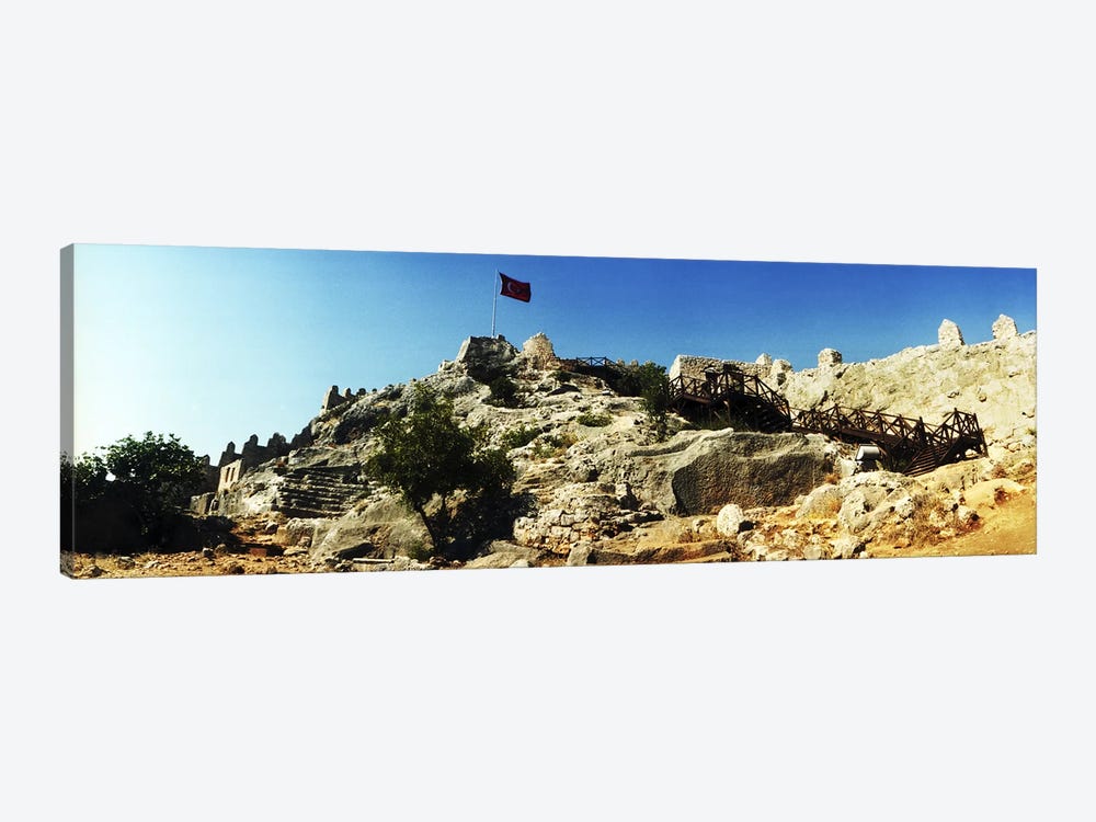 Byzantine castle of Kalekoy with a Turkish national flag, Antalya Province, Turkey by Panoramic Images 1-piece Canvas Print