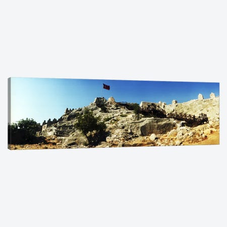 Byzantine castle of Kalekoy with a Turkish national flag, Antalya Province, Turkey Canvas Print #PIM10918} by Panoramic Images Canvas Artwork