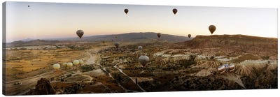 Hot air balloons over landscape at sunrise, Cappadocia, Central Anatolia Region, Turkey #5 Canvas Art Print - Extreme Sports Art