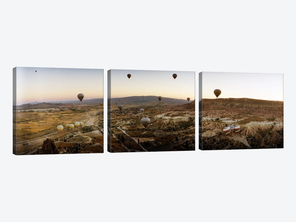 Hot air balloons over landscape at sunrise, Cappadocia, Central Anatolia Region, Turkey #5 by Panoramic Images 3-piece Canvas Print