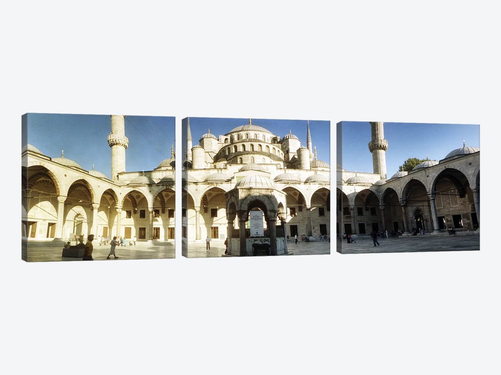 Courtyard of Blue Mosque in Istanbul, Turkey by Panoramic Images 3-piece Canvas Print