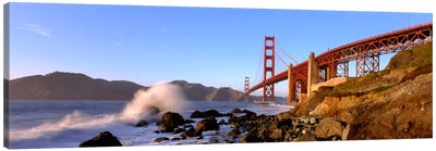 Bridge across the bay, San Francisco Bay, Golden Gate Bridge, San Francisco, Marin County, California, USA Canvas Art Print - Famous Bridges