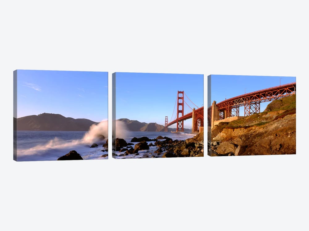 Bridge across the bay, San Francisco Bay, Golden Gate Bridge, San Francisco, Marin County, California, USA by Panoramic Images 3-piece Art Print
