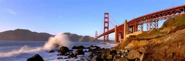 Golden Gate Bridge: Bridge across the bay, San Francisco Bay, Golden Gate Bridge, San Francisco, Marin County, California, USA by Panoramic Images