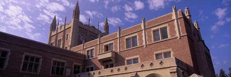 Low angle view of Kerckhoff Hall, University of California, Los Angeles, California, USA