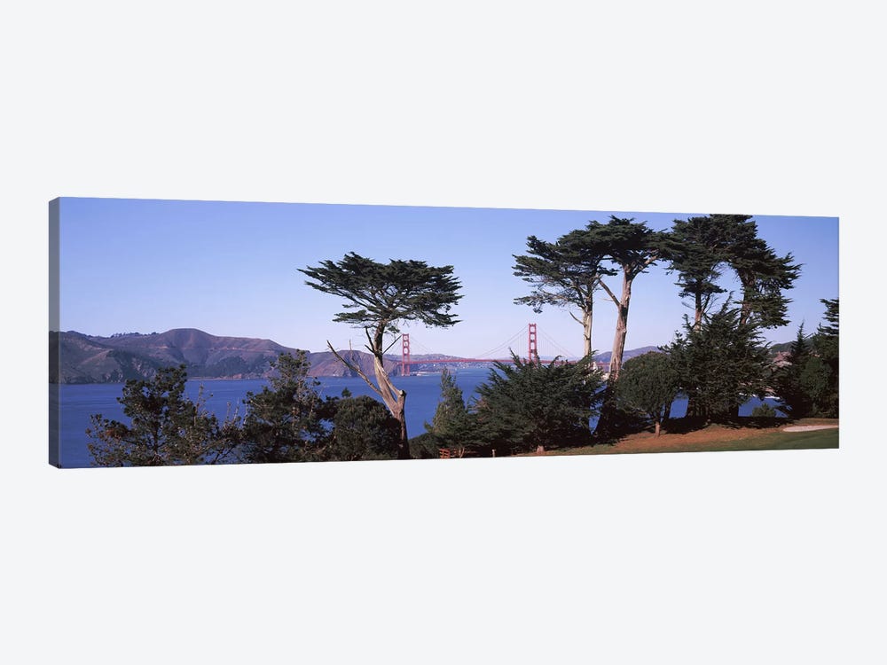 Suspension bridge across a bay, Golden Gate Bridge, San Francisco Bay, San Francisco, California, USA by Panoramic Images 1-piece Canvas Art