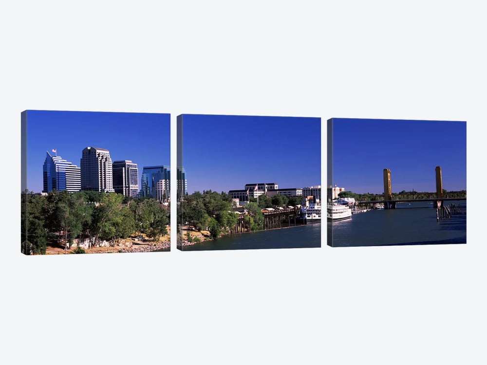 Downtown and Tower Bridge, Sacramento, CA, USA by Panoramic Images 3-piece Canvas Art