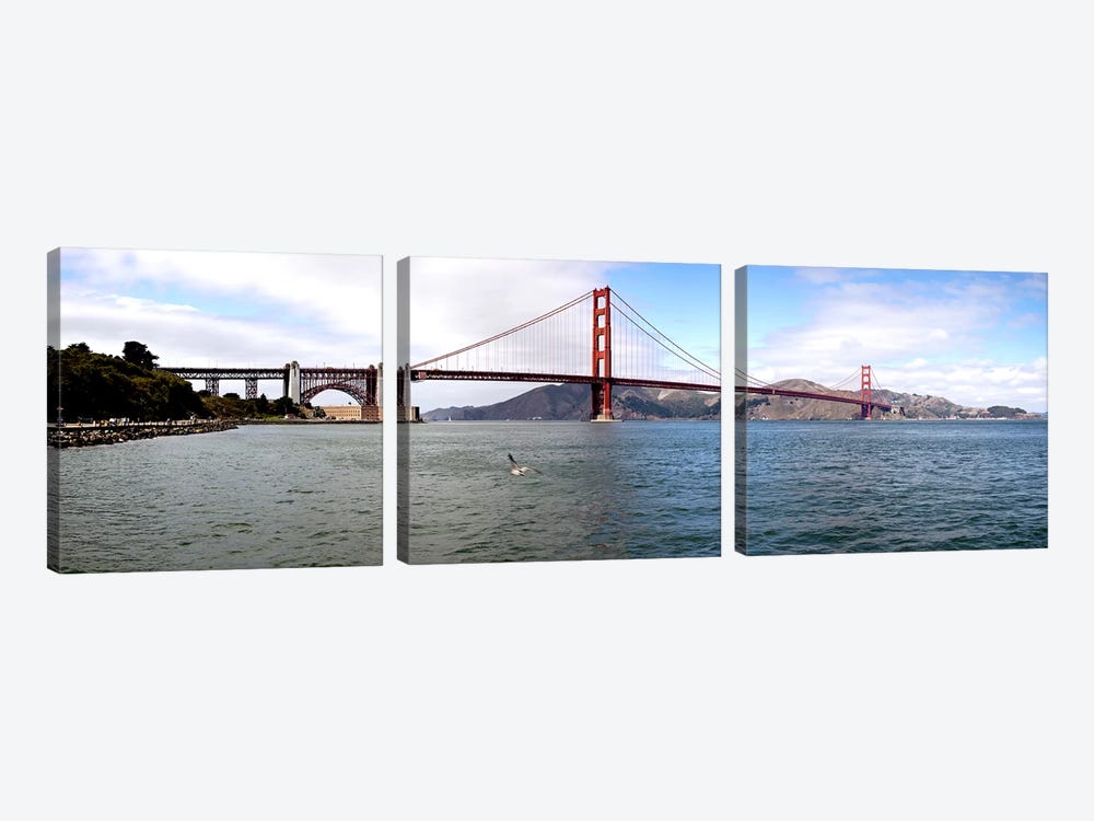 Suspension bridge across the sea, Golden Gate Bridge, San Francisco, California, USA by Panoramic Images 3-piece Art Print