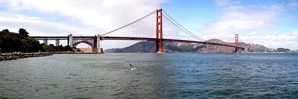 Suspension bridge across the sea I, Golden Gate Bridge, San Francisco, California, USA