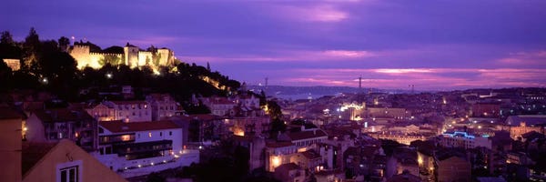 Blue: Rooftop View Of Alfama District, Lisbon, Portugal by Panoramic Images