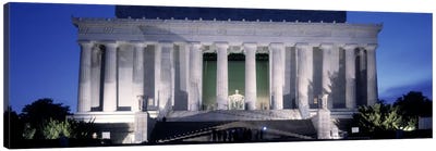 Memorial lit up at night, Lincoln Memorial, Washington DC, USA Canvas Art Print - Abraham Lincoln