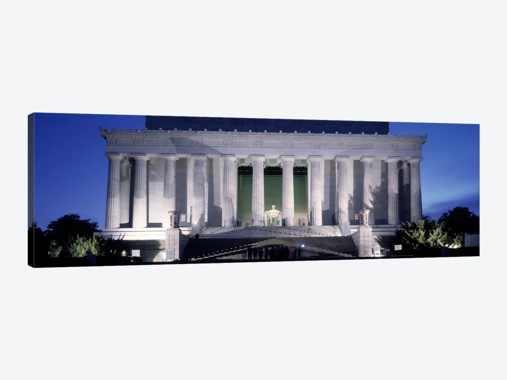 Memorial lit up at night, Lincoln Memorial, Washington DC, USA by Panoramic Images 1-piece Canvas Artwork