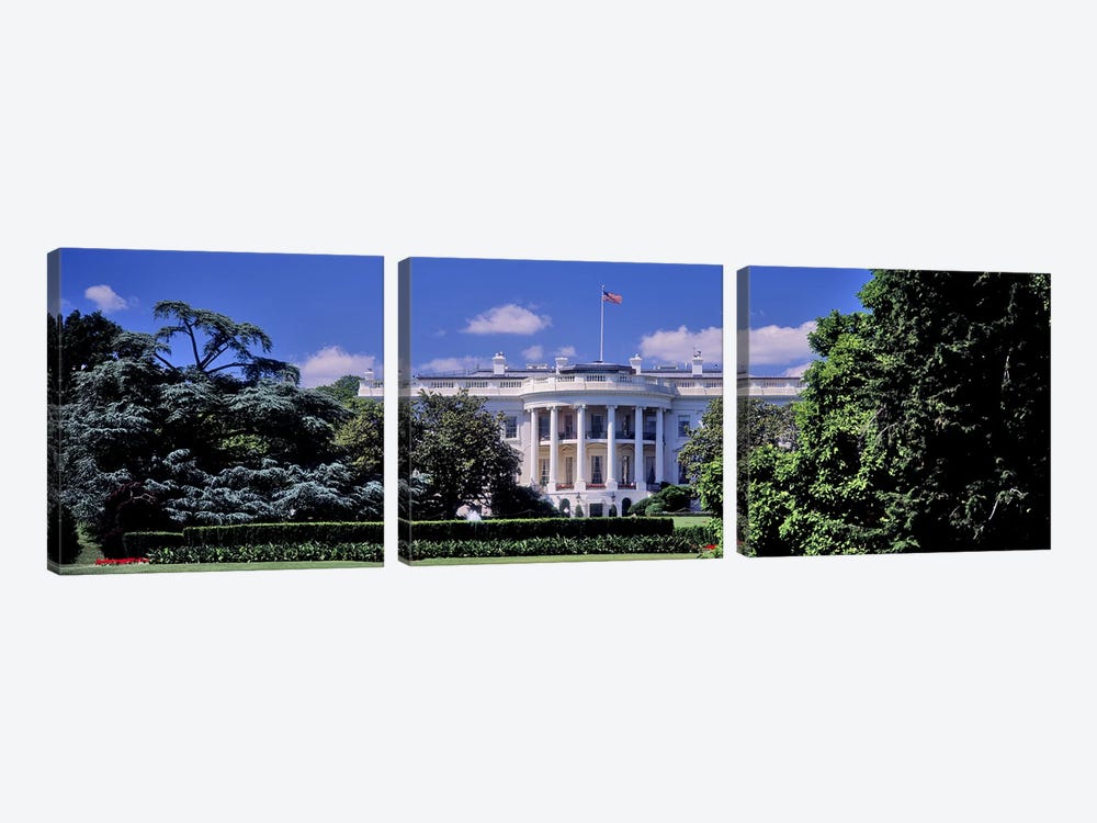 Facade of the government building, White House, Washington DC, USA by Panoramic Images 3-piece Canvas Wall Art