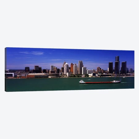 Buildings at the waterfront, Detroit, Michigan, USA Canvas Print #PIM10985} by Panoramic Images Canvas Wall Art