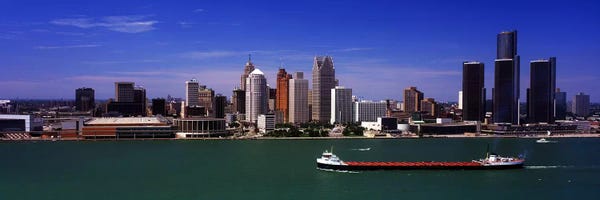 Michigan: Buildings at the waterfront, Detroit, Michigan, USA by Panoramic Images
