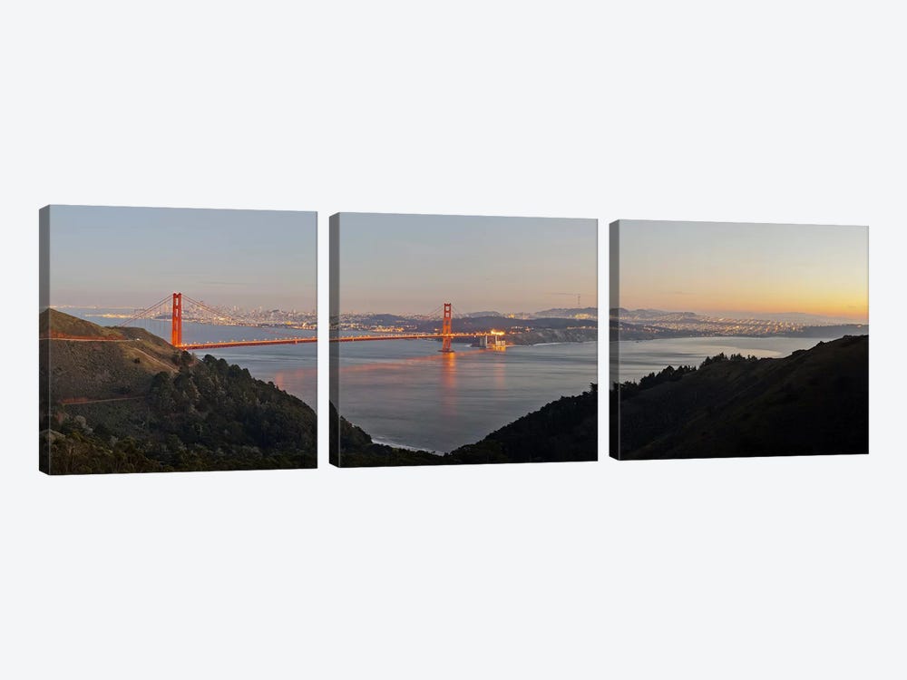 Hawk Hill, Marin Headlands, Goden Gate Bridge, San Francisco, Califorina #2 by Panoramic Images 3-piece Canvas Art Print