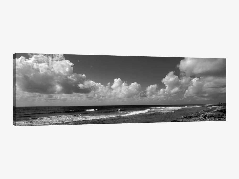 Cloudy Coastal Landscape In B&W, Grand Cayman, Cayman Islands by Panoramic Images 1-piece Canvas Wall Art