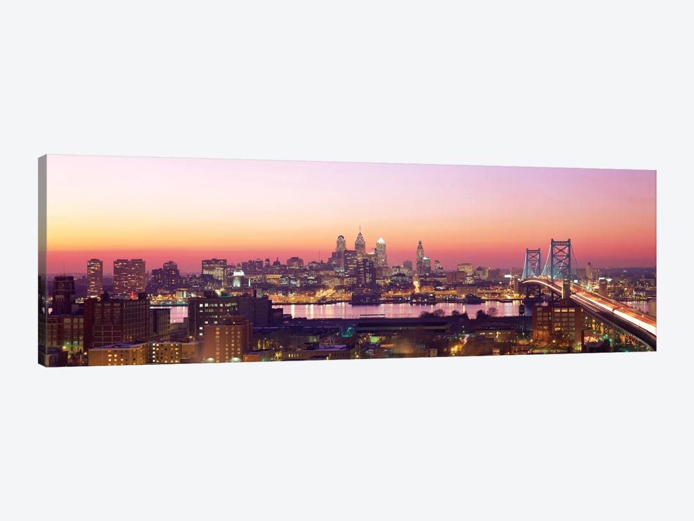 Arial View Of The City At Twilight, Philadelphia, Pennsylvania, USA  by Panoramic Images 1-piece Canvas Art Print