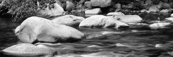 River Rocks In B&W, Swift River, White Mountain National Forest, New Hampshire, USA