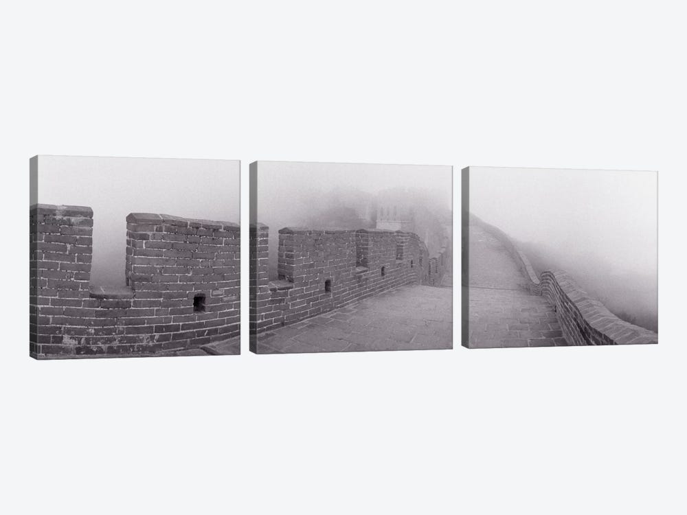 Mutianyu Section In B&W, Great Wall Of China, People's Republic Of China by Panoramic Images 3-piece Canvas Print