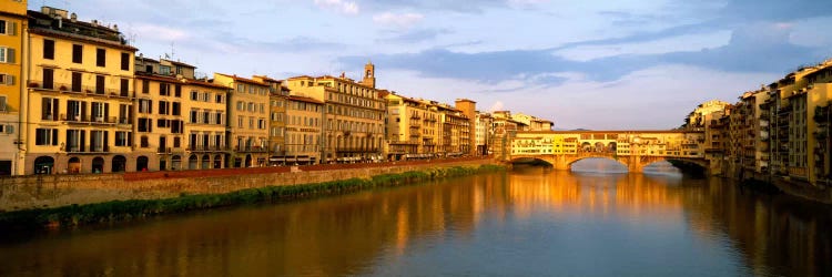 Riverfront Architecture & Ponte Vecchio, Arno River, Florence, Tuscany, Italy