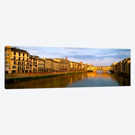 Riverfront Architecture & Ponte Vecchio, Arno River, Florence, Tuscany, Italy Canvas Print #PIM1101} by Panoramic Images Canvas Wall Art