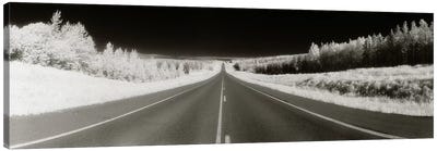 Long Road Ahead (Negative), Alaska Highway, Alaska, USA Canvas Art Print - Black & White Photography