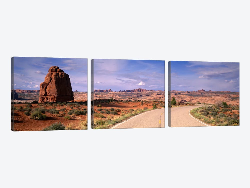 Road Courthouse Towers Arches National Park Moab UT USA by Panoramic Images 3-piece Canvas Art