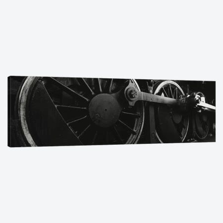 Steam Locomotive Driving Wheels In B&W Canvas Print #PIM11059} by Panoramic Images Canvas Wall Art