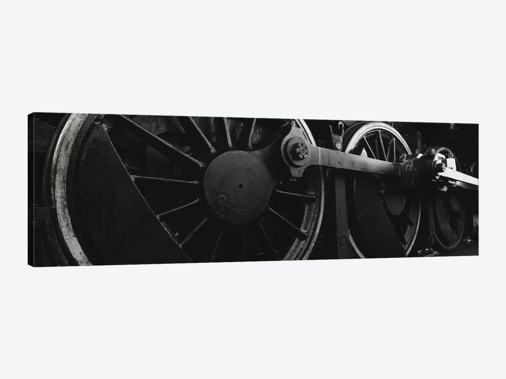 Steam Locomotive Driving Wheels In B&W by Panoramic Images 1-piece Canvas Wall Art