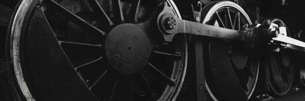 Trains: Steam Locomotive Driving Wheels In B&W by Panoramic Images