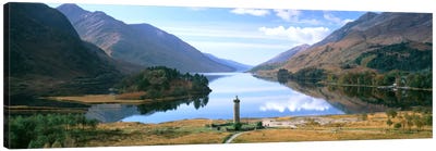 Picturesque Landscape Featuring Glenfinnan Monument & Loch Shiel, Glenfinnan, Highlands, Scotland, United Kingdom Canvas Art Print - Scotland Art