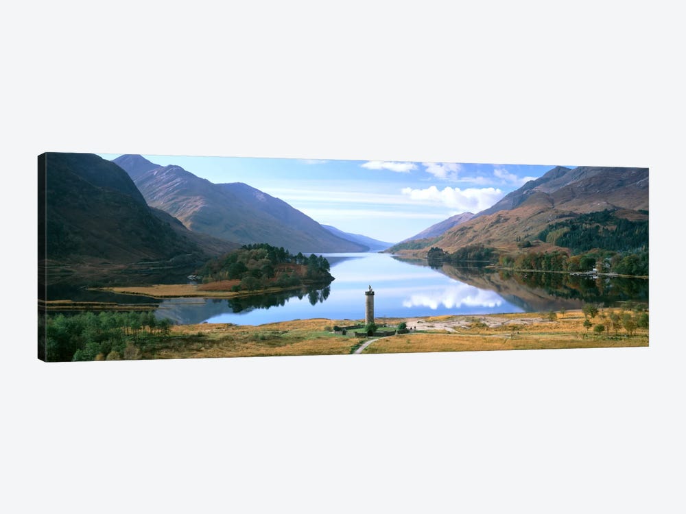 Picturesque Landscape Featuring Glenfinnan Monument & Loch Shiel, Glenfinnan, Highlands, Scotland, United Kingdom by Panoramic Images 1-piece Canvas Artwork