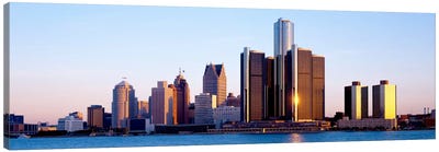 Morning, Detroit, Michigan, USA Canvas Art Print - Panoramic Cityscapes
