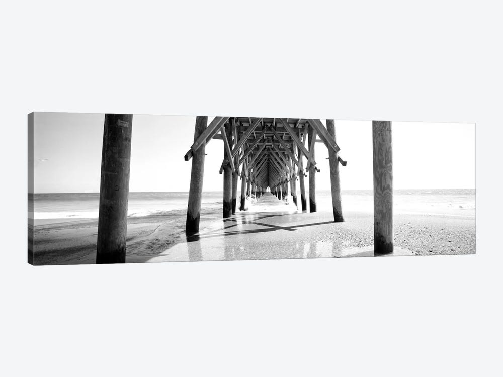 Underbelly Of A Pier In B&W, North Carolina, USA by Panoramic Images 1-piece Art Print