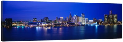 USA, Michigan, Detroit, Night Canvas Art Print - Panoramic Photography
